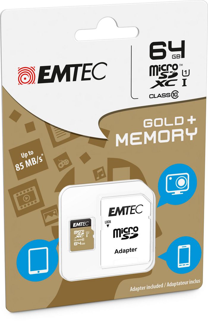 Emtec microSDXC 64GB Class10 Gold+ - W124782922