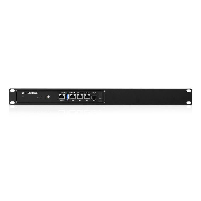 Ubiquiti EdgeRouter 4, 4-Core 1GHz MIPS64, 1GB DDR3, 4GB eMMC, 8MB SPI NOR, 13W, (3) 10/100/1000 Ethernet Router Ports, (1) 1Gbps SFP Port, (1) RJ45 Serial - W125148997