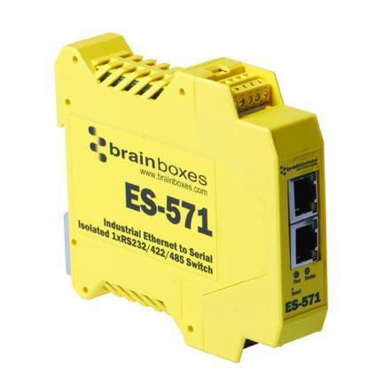 Brainboxes Isolated Industrial Ethernet to Serial 1xRS232/422/485 + Ethernet Switch - W125149000
