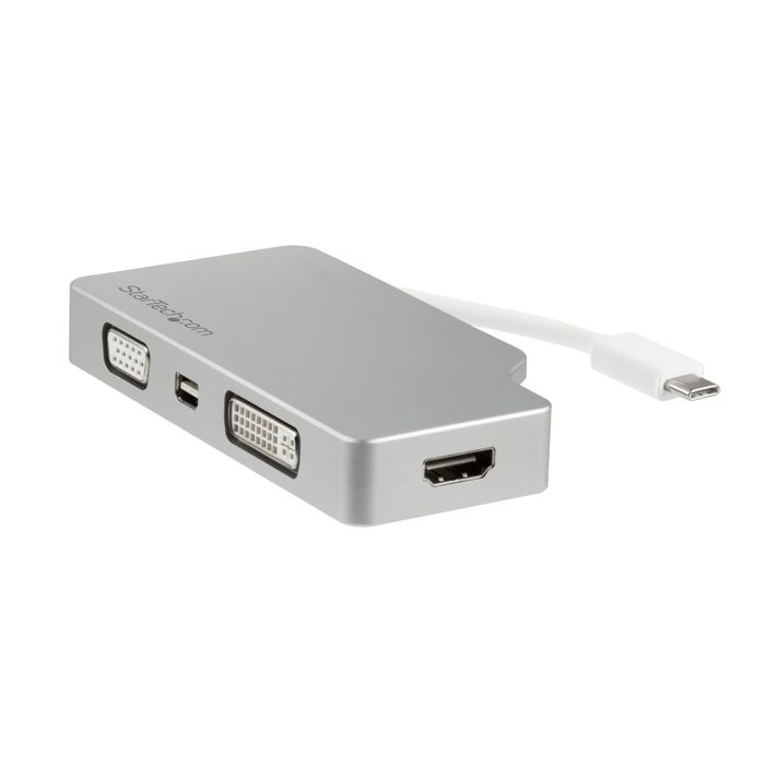 StarTech.com StarTech.com Adaptateur Multiport USB-C avec HDMI/VGA/Mini DisplayPort ou DVI - Convertisseur Moniteur USB Type C vers HDMI 1.4 ou mDP 1.2 (4K) - VGA ou DVI (1080p) - Aluminium Argenté (CDPVGDVHDMDP) - W125147004