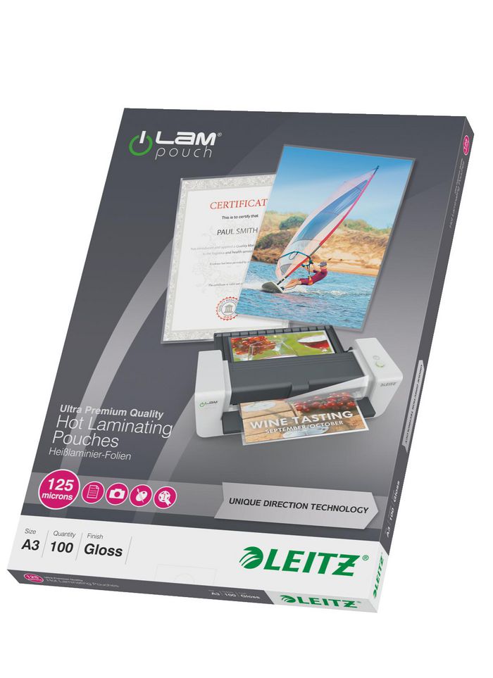 Leitz Pochettes Leitz iLAM UDT pour plastification à chaud, A3, 125 microns, pack de 100 - W125133312