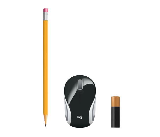 Logitech Wireless Mini Mouse M187, RF Wireless, Alkaline, Black - W124684120