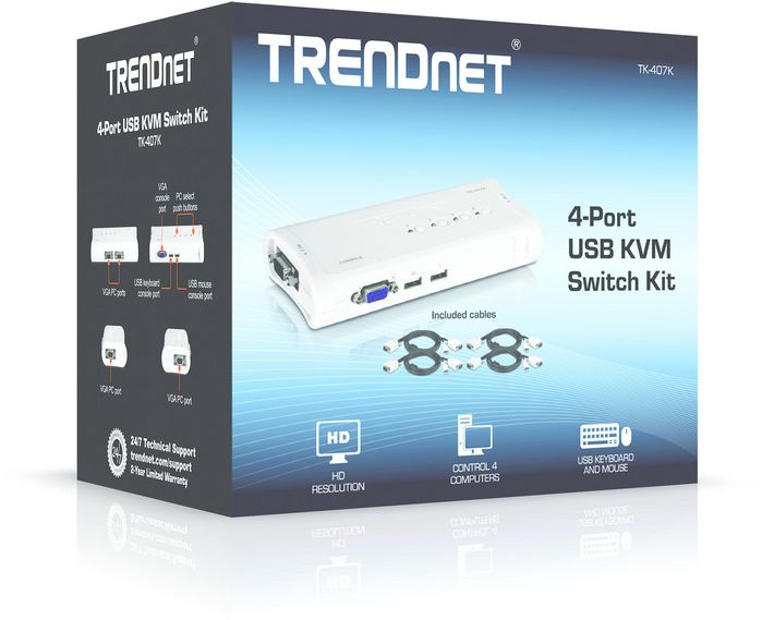 TRENDnet 4-Port USB KVM Switch Kit - W124576140