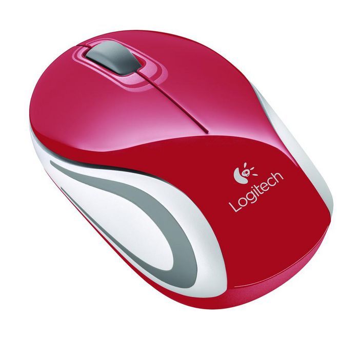 Logitech Wireless Mini Mouse M187, RF Wireless, Alkaline, Red - W124883708