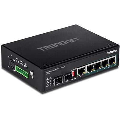 TRENDnet 4x Gigabit PoE+, 1x RJ-45 / SFP, 1x SFP, 12 Gbps, IP30, 8.9 Mpps, 143 x 105 x 36 mm, 500 g - W124976133