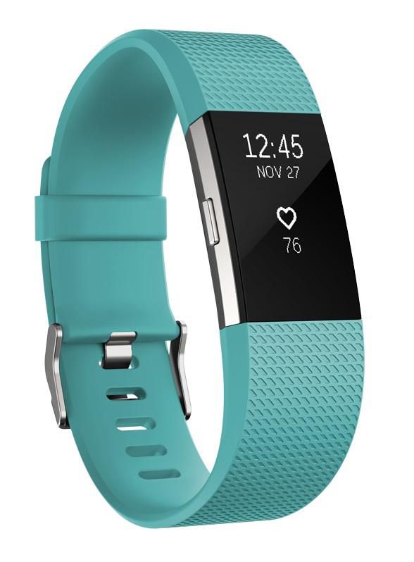 Fitbit Charge 2, OLED, Bluetooth 4.0, LiPo, Large, Teal/Silver - W124782998