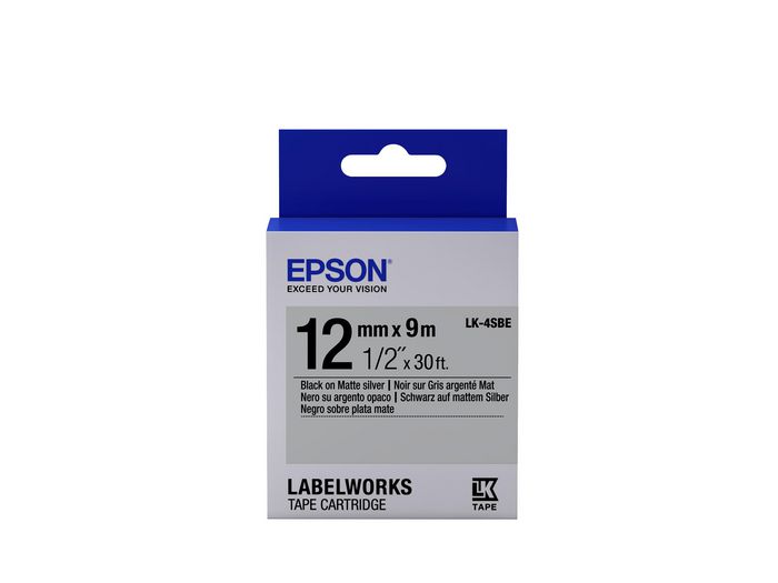 Epson Label Cartridge Matte LK-4SBE Black/Matt Silver 12mm (9m) - W124947014