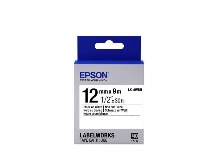 Epson LK-4WBN - Standard - Noir sur Blanc - 12mmx9m - W124947016