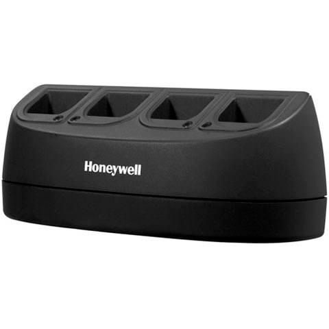 Honeywell MB4-BAT-SCN01EUD0 Charger: 4-bay battery charger (EU) for use with 1902, 1452g, 1202g, 1911i, 1981i, 3820, 3820i, 4820, 4820i & 6320dpm Lithium-ion batteries, EU desktop power supply (PS-050-4000D-EU), two mounting screws (100006897), and Instructions (MBC-INST) - W125062287