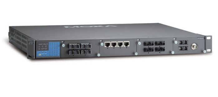 Moxa Ethernet 24+4G, Rear Panel Cabling, 48 VDC, IP30, Rackmount - W124619594