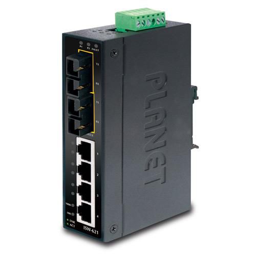 Planet Industrial Ethernet Switch, 4 x 10/100Base-TX RJ-45, 2 x 100Base-FX, Multi-Mode, 2km Max - W124456609