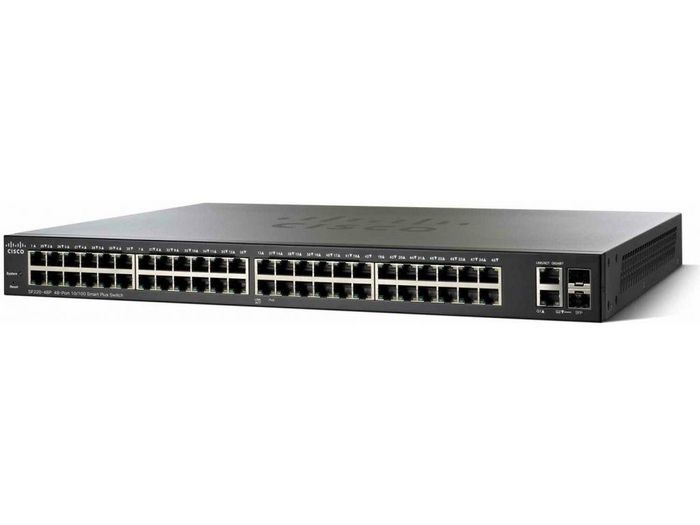 Cisco SB 48 10/100 ports, 2 10/100/1000 ports, 2 combo mini-GBIC, 440 x 44.45 x 257 mm, 3.57 kg - W124774639