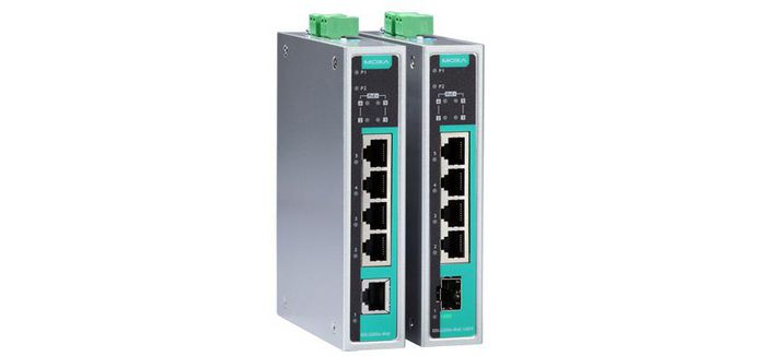 Moxa 5-port full Gigabit unmanaged Ethernet switches with 4 IEEE 802.3af/at PoE+ ports - W124819916