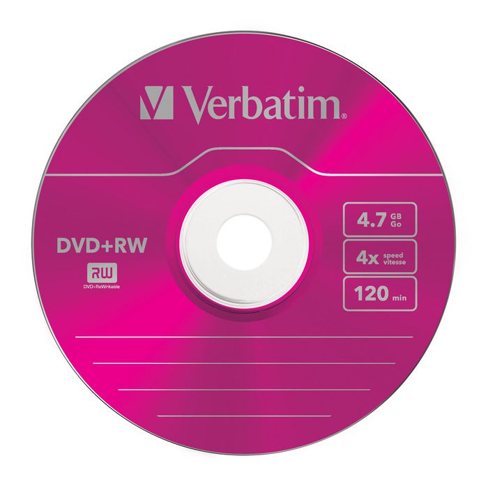 Verbatim DVD+RW Colours, 4.7GB, 4x, 5pk - W125187598