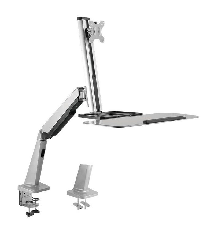 LogiLink Sit-stand workstation monitor desk mount, tilt -15°/+15°, swivel -90°/+90°, level adjustment -180°/+180°, 13–32", max. 8 kg - W124491874