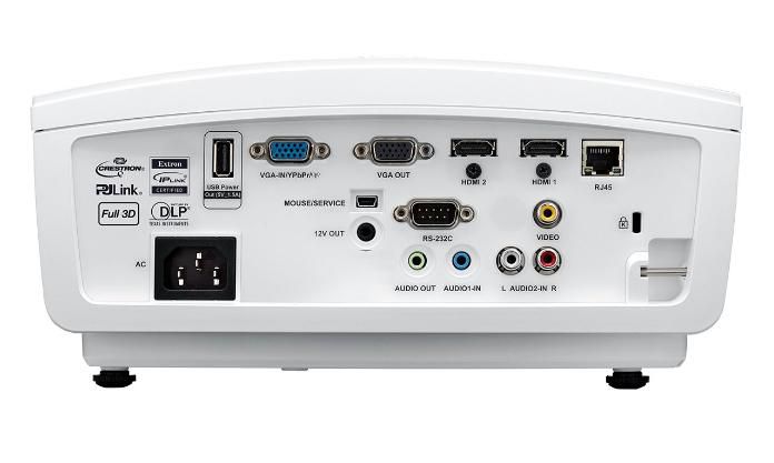 Optoma DLP, Full 3D, 3500 lumens, 1920 x 1080, CR 15000:1, 16:9 Native, f=7.28 mm, 2 x HDMI, VGA-in, VGA-out, composite video, stereo audio-in, RCA stereo audio-in, stereo audio-out, 12V trigger, 3D-VESA, RJ45, RS-232C, mini-USB-B - W125092513