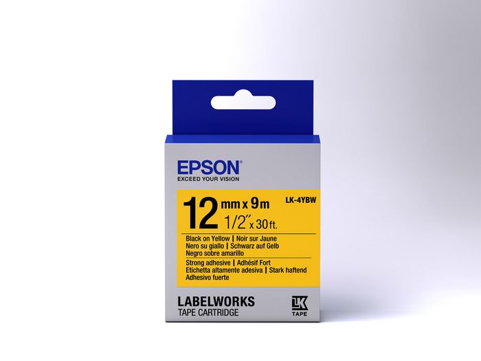 Epson Label Cartridge Strong Adhesive LK-4YBW Black/Yellow 12mm (9m) - W124547021