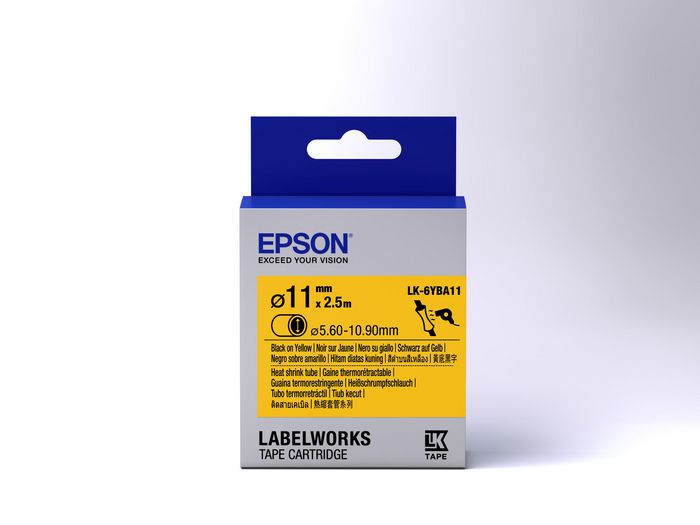Epson LK-6YBA11 - Thermorétrécissant (HST) - Noir sur Jaune - Diam. 11mmx2.5m - W124547027