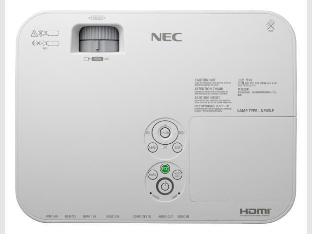 NEC Professional Desktop Projector, 3LCD, 4000 Lumens, 1280 x 800, 16:10, f= 17.5–29 mm, 1.7x optical zoom, RMS 20W, 2.9 kg - W125306832