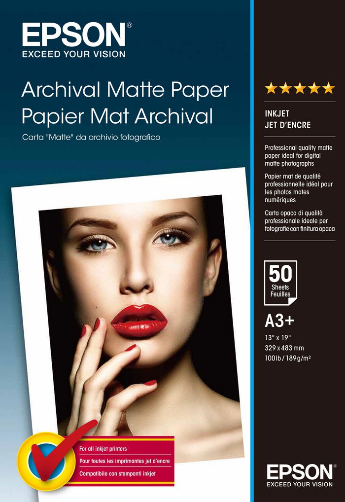Epson Archival Matte Paper, DIN A3 , 189g/m², 50 Sheets - W125337568