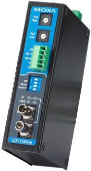 Moxa ICF-1150I-S-ST, Industrial RS-232/422/485 to single mode fiber converter, ST connector, 2 KV isolation - W125087639