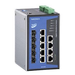 Moxa Industrial full Gigabit Ethernet switch with 4x 10/100/1000BaseT(X) ports, 5x combo 10/100/1000BaseT(X) or 100/1000BaseSFP slot combo ports, 0 - 60°C - W124981670