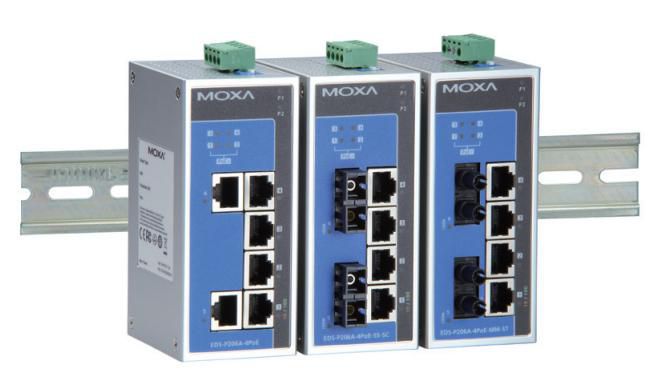 Moxa 4x RJ45 10/100BaseT(X), 2x Single-mode SC, PoE, IP30, -40 - 75˚C - W124619169