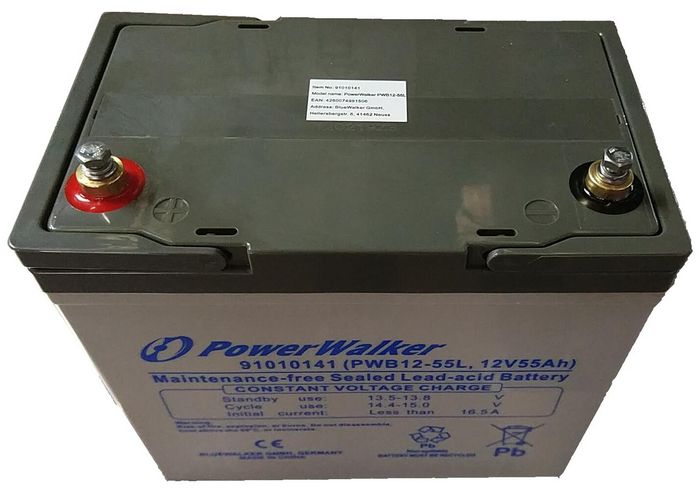 PowerWalker PWB12-55L, 55 Ah, 12 V, M6, 229x138x211 mm - W124685506