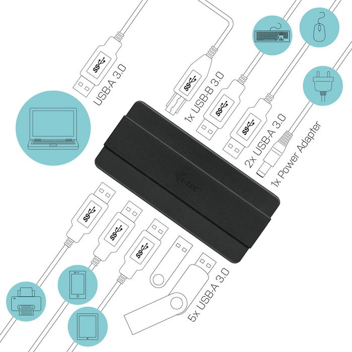 i-tec USB 3.0 Charging HUB 7 Port + Power Adapter - W125076299