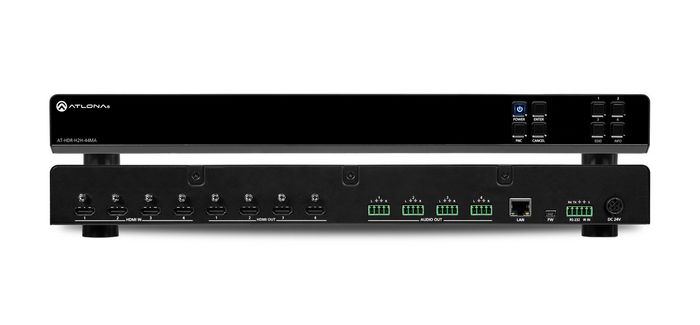 Atlona 4x4 HDMI matrix switcher, 4K/UHD capability @ 60 Hz with 4:4:4 chroma sampling, HDCP 2.2, TCP/IP, RS-232, and IR control - W125400006