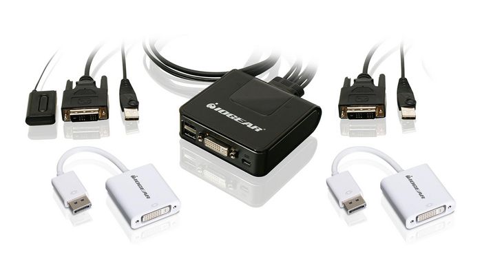 IOGEAR 2-Port USB DVI Cable KVM with DisplayPort Adapters Bundle - W125510327