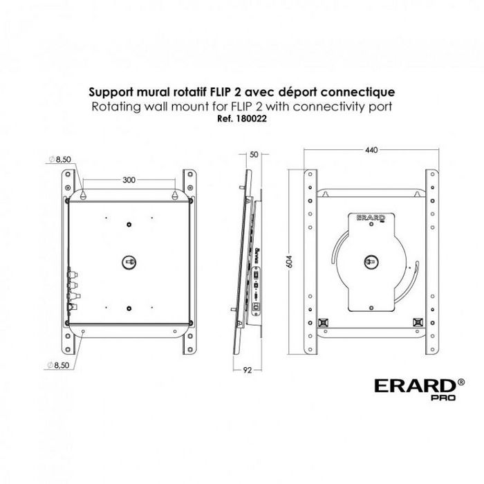 Erard Pro FLIP 2 - Support mural rotatif sans déport connectique - W125502500