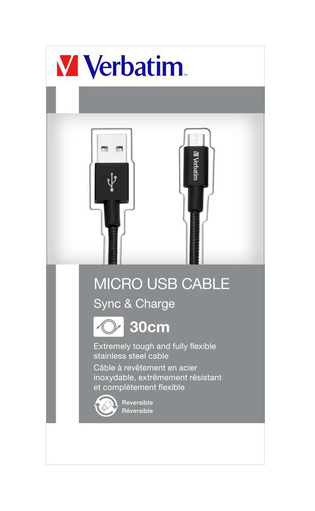 Verbatim Micro USB Sync & Charge Cable 30 cm, Black - W125625541