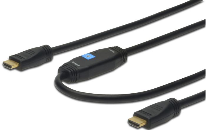 Digitus HDMI High Speed connection cable, type A, w/ amp. M/M, 20.0m, Full HD, CE, gold, bl - W125343808