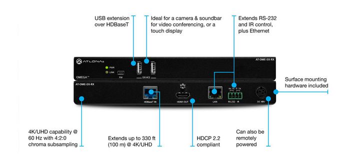 Atlona HDBaseT reciever HDMI with USB - W125400021