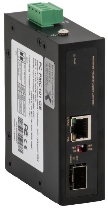 Barox Industrial media converter 10/100/1000BaseTX to SFP with PoE+ - W125434200