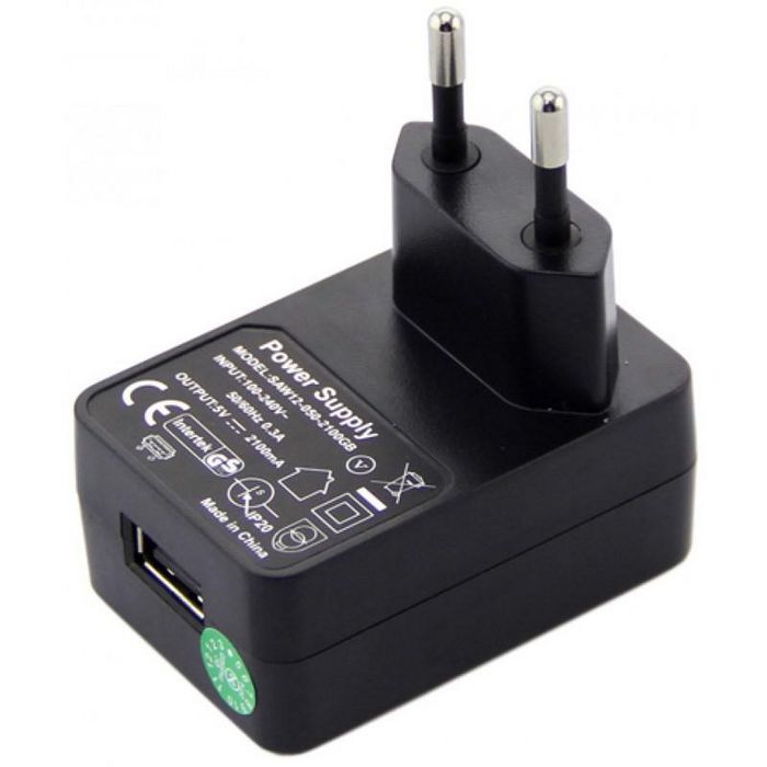 Zebra USB Power Supply, 100-240 VAC Input with Europe plug, Output = 5 V, 2.5 A - W125268801