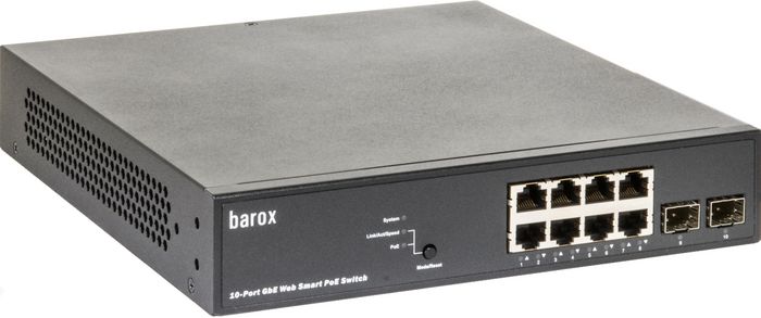 Barox Switches for 19" and table mounting, 8x10/100/1000TX,2x100/1000FX  SFP, 8xPoE / PoE+, max. 130W, DMS - W126164092