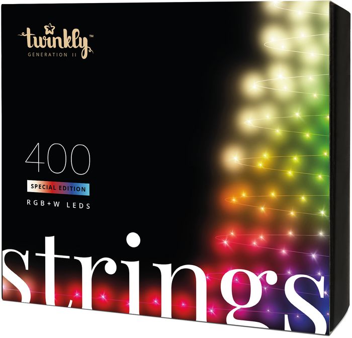 Twinkly Strings Special E 400 LED RGBW 32 meters, Black Wire, IP44 RGB+Warm White,  BT+Wifi, Music sensor, Control via Android or MacOS free app - W125762690
