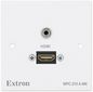 Extron Wallplate - MK One Gang - White: HDMI female to female on 6” (15 cm) pigtail and Stereo Audio to Captive Screw Output