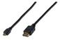 Digitus HDMI High Speed connection cable, type D - A M/M, 1.0m, w/Ethernet, Full HD, gold, bl