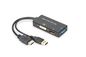 Digitus HDMI converter cable, HDMI - DP DVI VGA M-F/F/F, 0.2m, 3 in 1 Multi-Media, CE, bl, gold