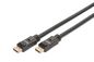 Digitus Displayport connection cable, DP, w/ amp. M/M, 10.0m, w/lock, UHD 4K, DP 1.2, CE, bl, gold