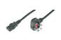 Digitus Power Cord, UK plug, 90ø angled - C13 M/F, 1.8m, H05VV-F3G 0.75qmm, fuse 5A, black