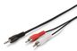 Digitus Audio adapter cable, stereo 3.5mm - 2x RCA 2.50m, CCS, 2x0.10/10, shielded, M/M, black