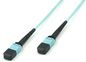 MicroConnect Optical Fibre Cable, MTP Female - MTP Female, Multimode, Polarity B, Polishing : APC, OM3 (Aqua Blue), 10m