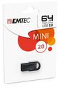 Emtec 64GB USB 2.0 flashdrive, Read: 15MB/s, Write: 5MB/s, Black