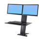 Ergotron Dual Monitor Sit-Stand Desktop Workstation, Deep Surface, Furniture Retrofit, Black