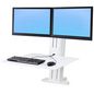 Ergotron Dual Monitor Sit-Stand Desktop Workstation, Deep Surface, Furniture Retrofit, White