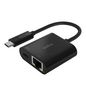 Belkin USB-C to Ethernet + Charge Adapter, 1000 Mbps, Black